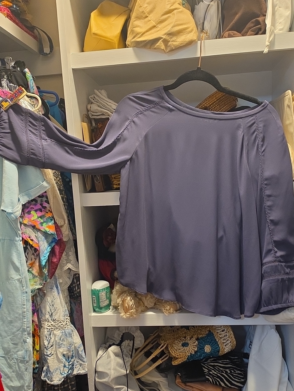 LOFT Purple Long-Sleeve Pullover Blouse